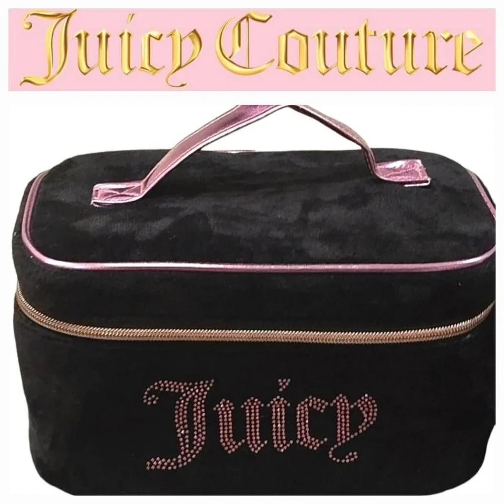 Juicy‎ Couture Pink Rhinestone Logo Velour Cosmetic Case
